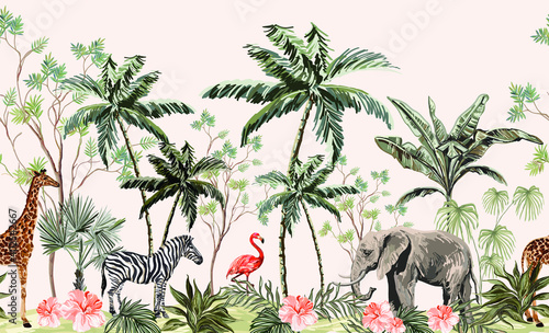 Plakat kreskówka egzotyczny hawaje safari