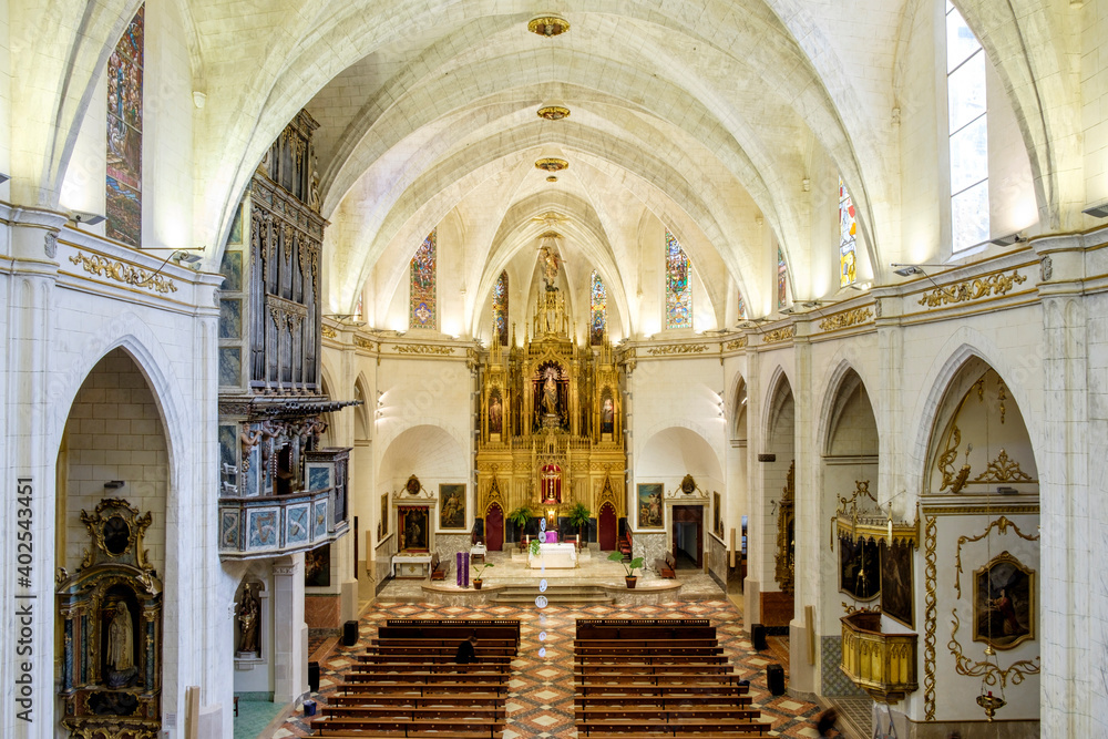 Iglesia de Sant Miquel,. siglos XVI y XVII ,varios  estilos arquitectónicos, predominado el neogótico, Felanitx, Mallorca, balearic islands, Spain
