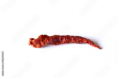 Dried red chilli on white background