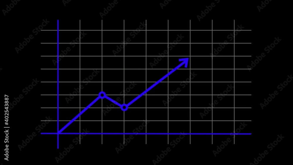New blue color simple financial business graph chart on black background New blue color simple financial business graph chart on black background