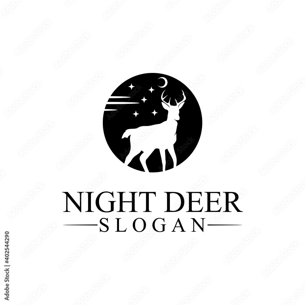 Fototapeta premium Deer antler buck night vector illustration