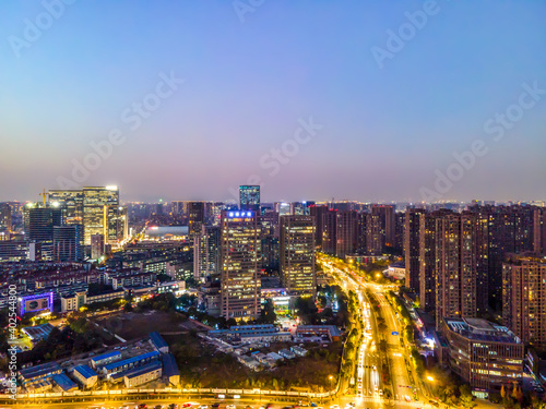 panoramic night view of Hangzhou, china