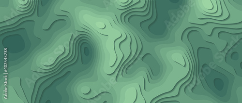 Seamless abstract green background paper cut realistic relief. Vector illustration.
