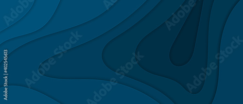 Abstract blue background paper cut realistic relief. Vector illustration.
