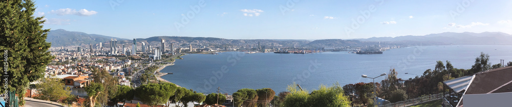 Panoramic view of Izmir bay and Izmir City.