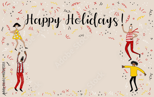 Holiday party concept with place for text. vector. Merry Christmas and Happy new year 