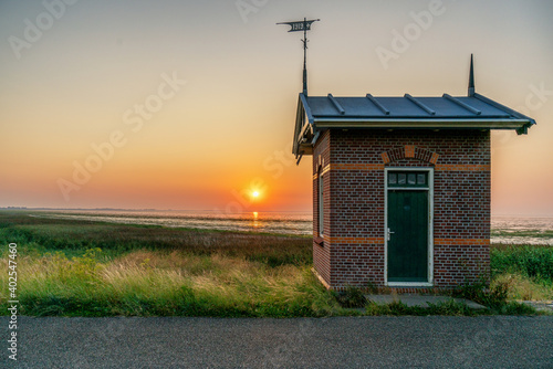 house, sky, building, landscape, sunset, old, water, nature, sea, summer, lake