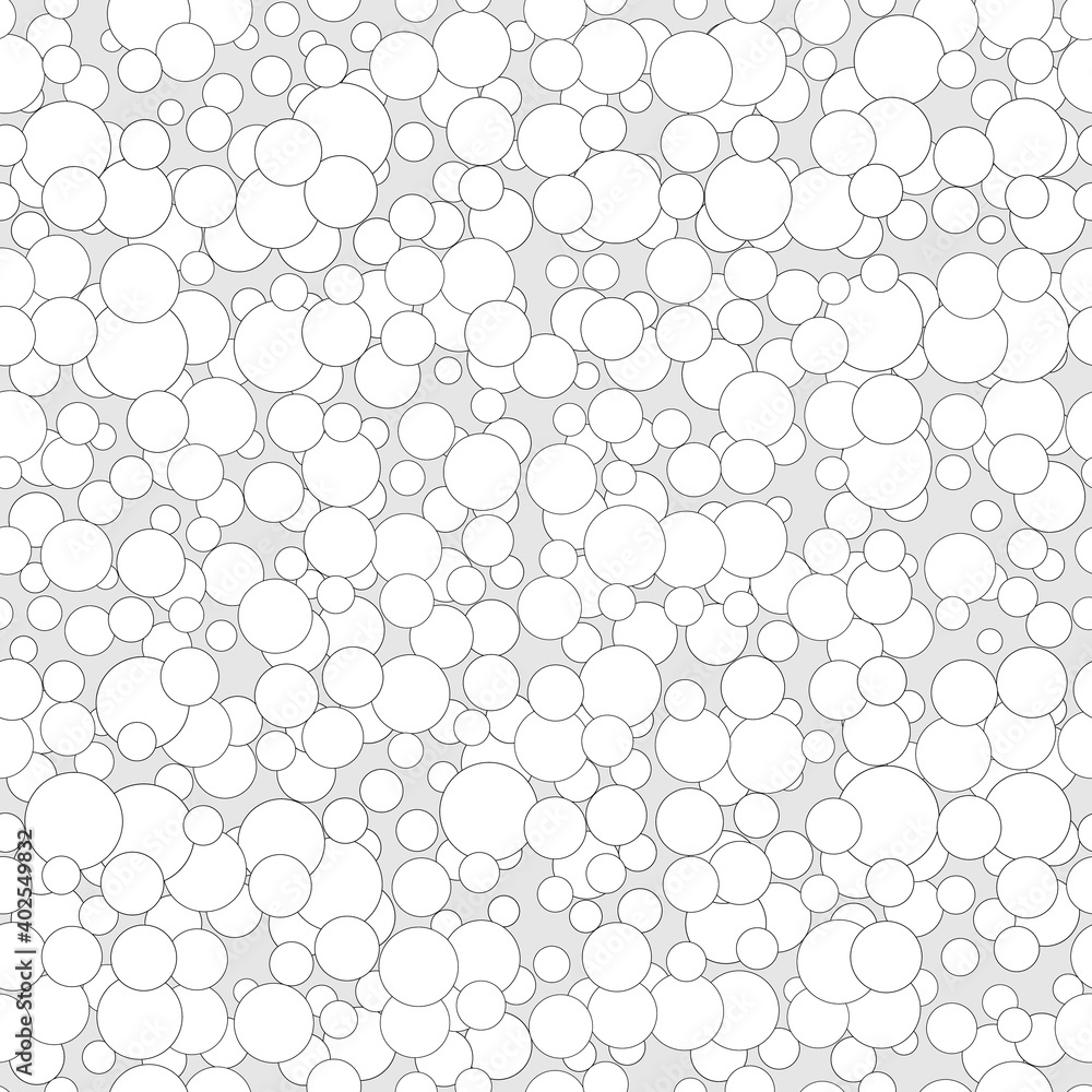 Seamless background with white outline doodle bubbles on gray background
