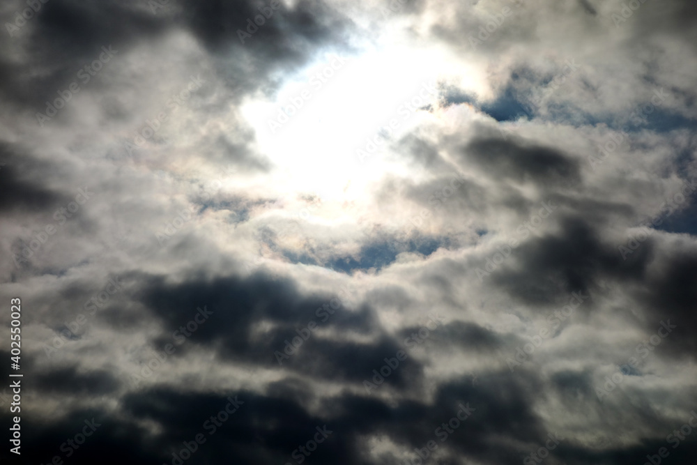 Sunny sunrise over cloudy sky Sunny sunrise over cloudy sky