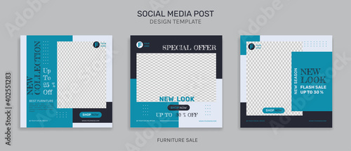Furniture sale for social media post template. Social media template vector illustration. Promotion banner template