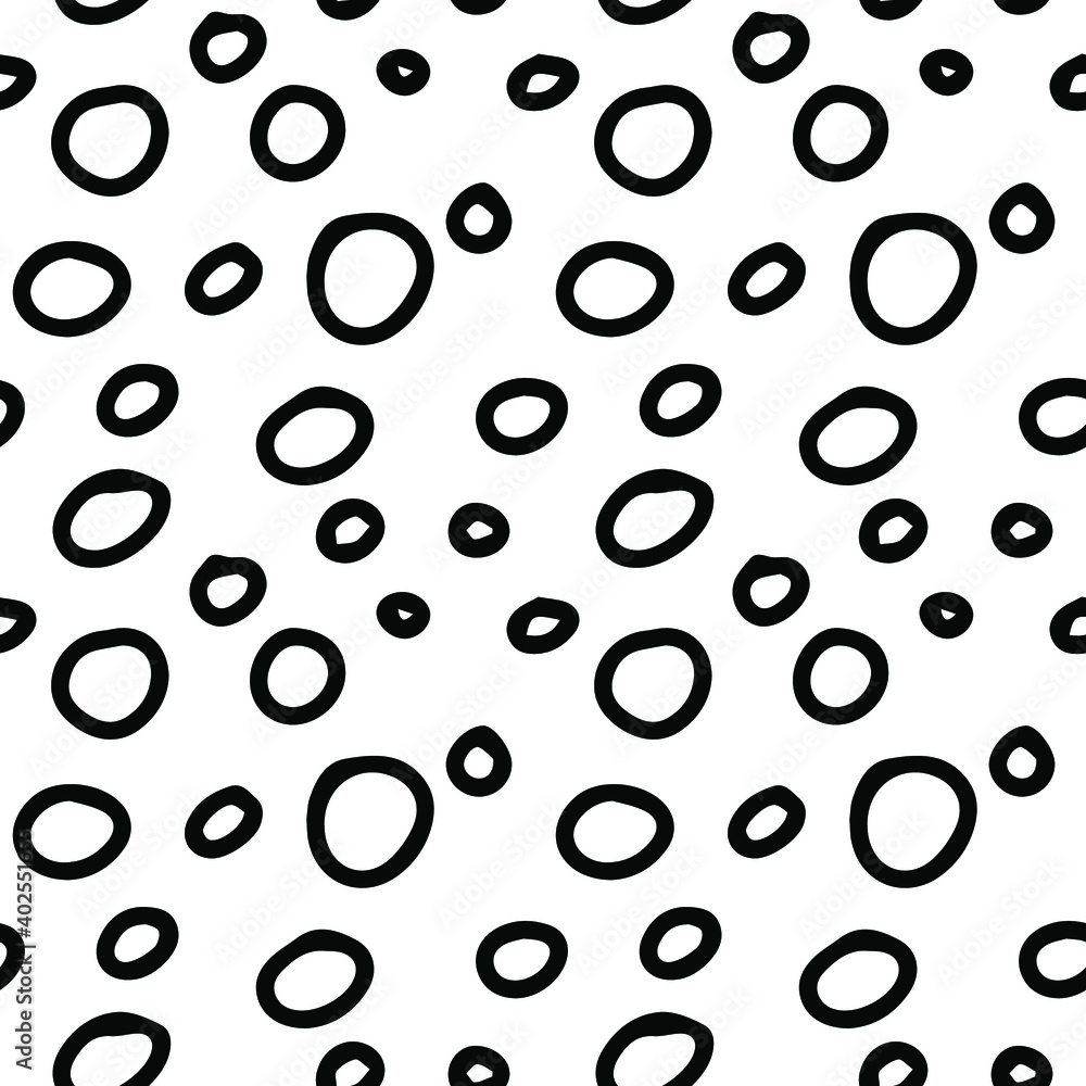 Doodle dots seamless pattern. Abstract background. Black and white digital paper. Packaging design