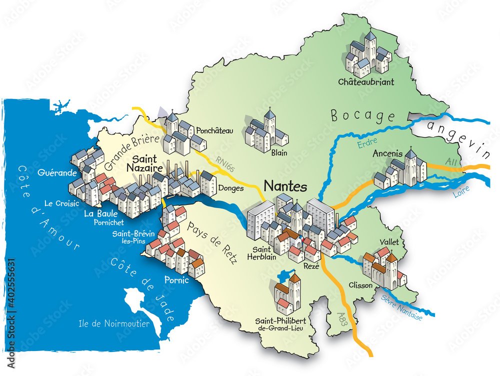44 Carte du département de la Loire-Atlantique Stock Vector | Adobe Stock