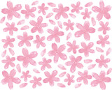 手書き水彩風の桜の花びら壁紙