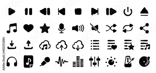 Music and Audio UI Icon Set (Hand-drawn fill version)