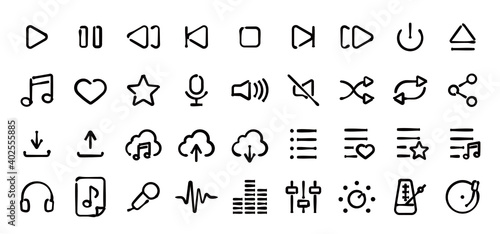 Music and Audio UI Icon Set (Hand-drawn line version)