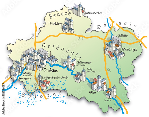 45 Carte du département du Loiret photo