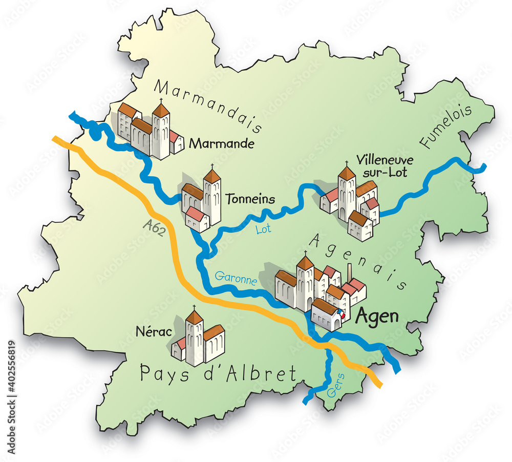47 Carte du département du Lot-et-Garonne