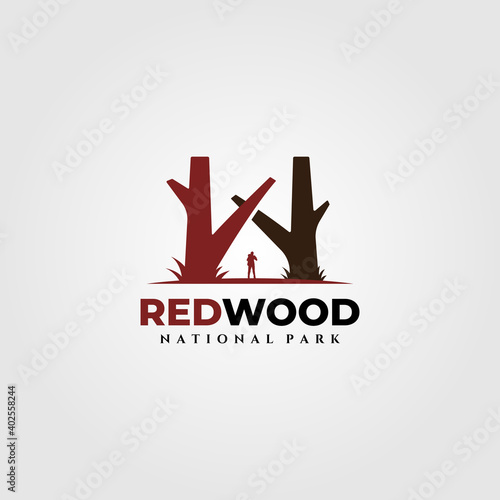 redwood national park vintage logo vector illustration design