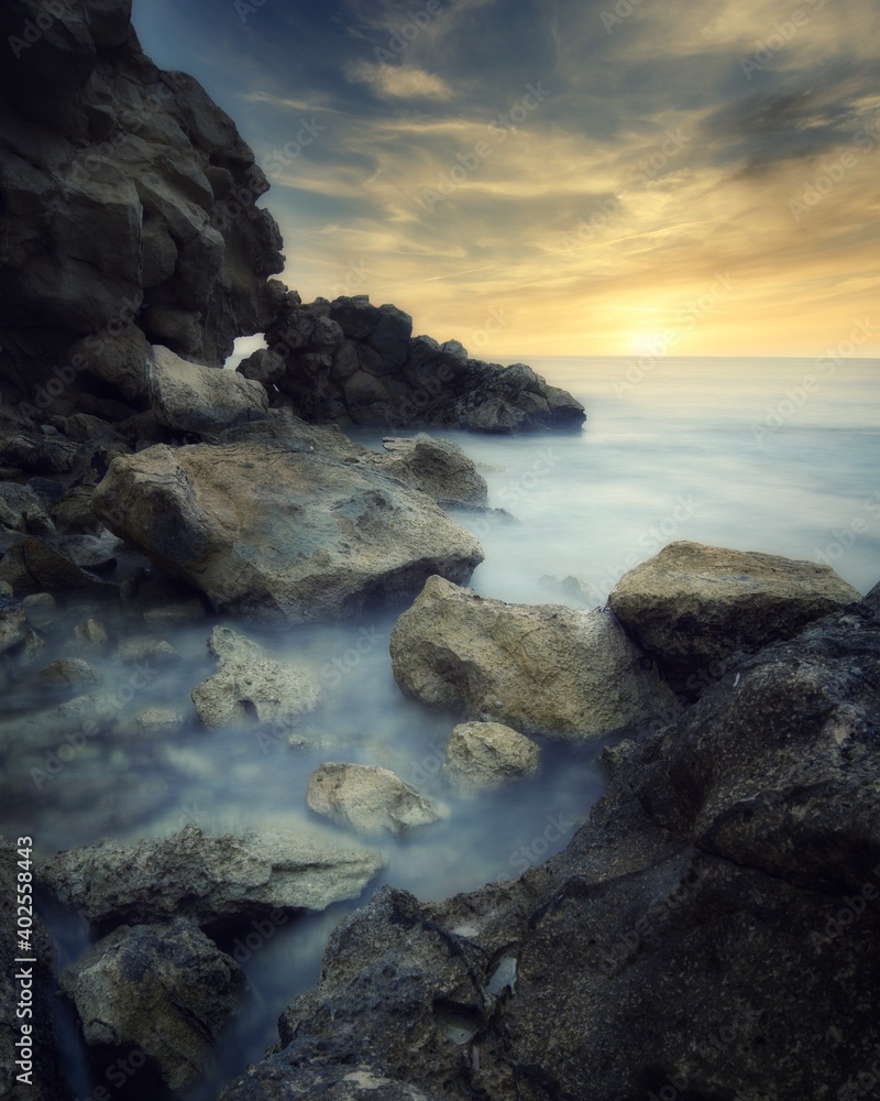 sunrise and blue sea views at the beach