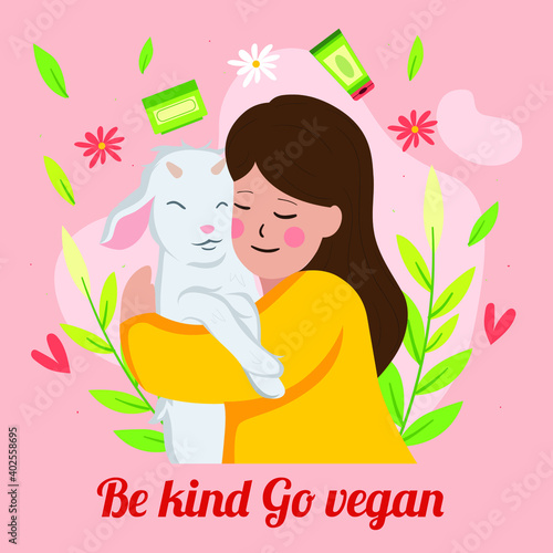 girl  be kind and go vegan with hug a goat