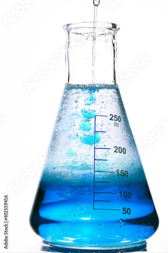 Glass flask with a chemical reagent.