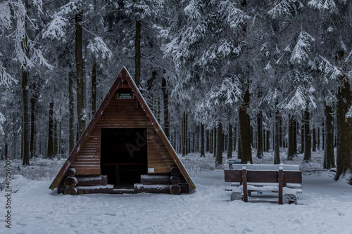 Winter Hiking in different places through the Thuringian Forest - Germany photo