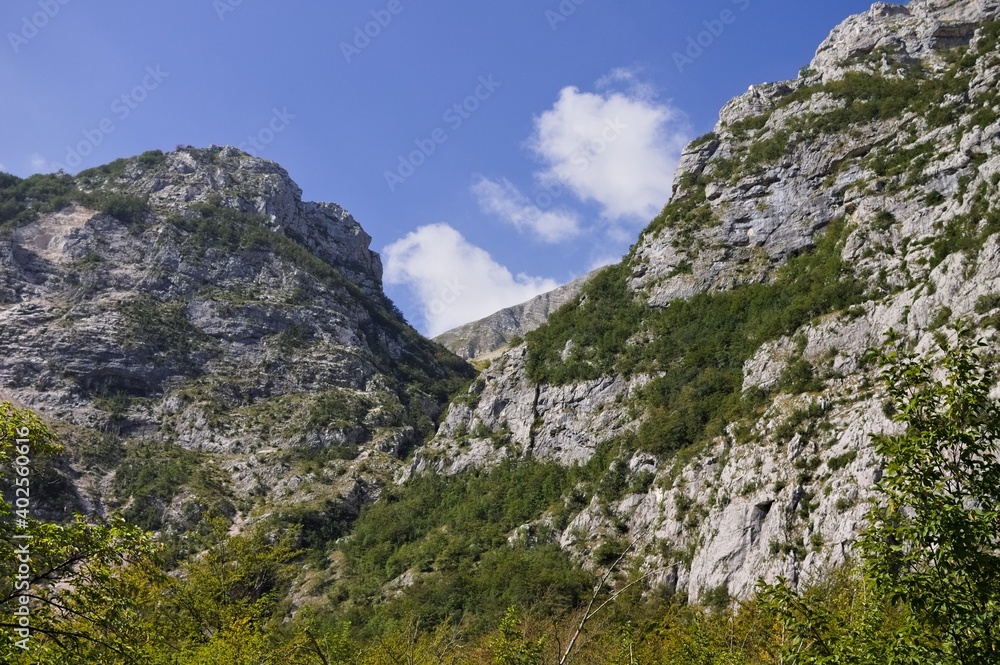 A rocky part of a mountain that has suffered a collapse due to the earthquake (Sibillini, Marche, Italy)