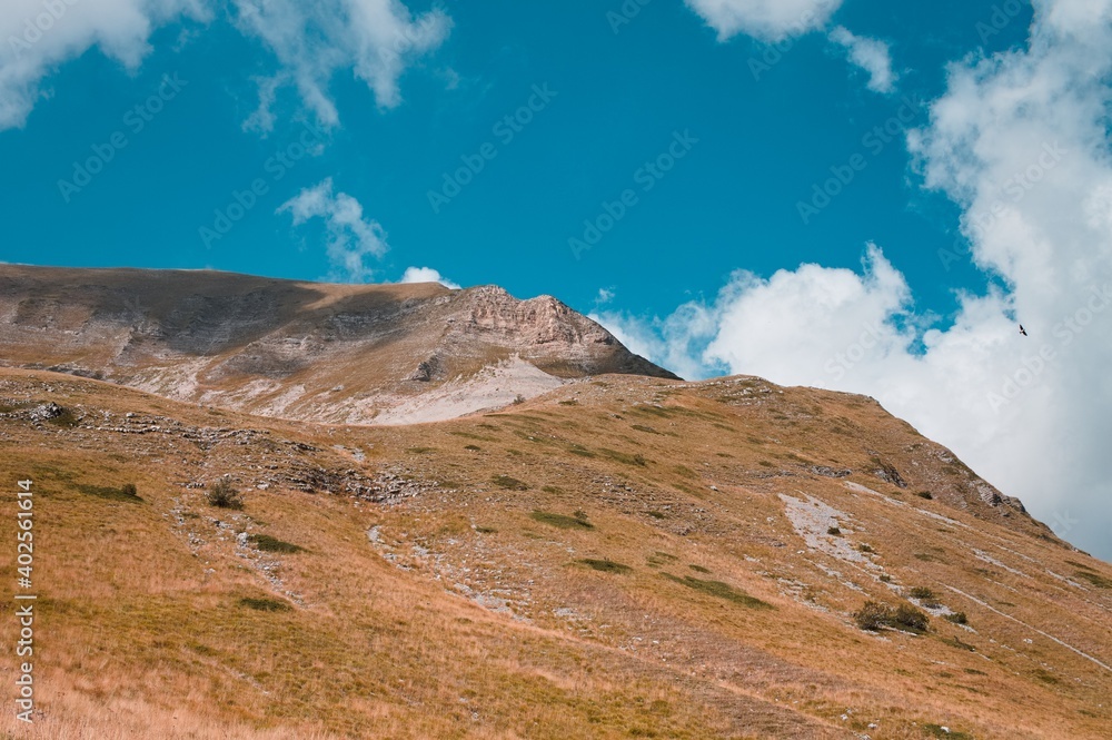 A mountain with lush meadows in the Sibillini Mountains National Park (Sibillini, Marche, Italy)