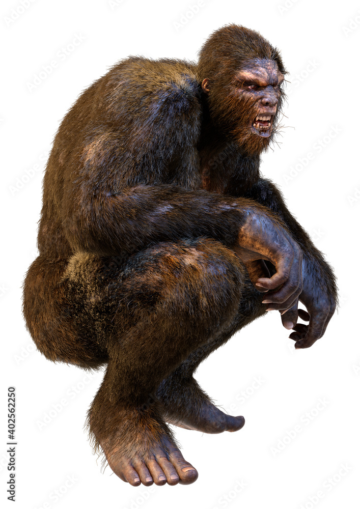 3D Rendering Sasquatch on White 3D Rendering Sasquatch on White