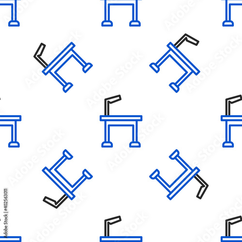 Line Pet grooming table icon isolated seamless pattern on white background. Colorful outline concept. Vector.