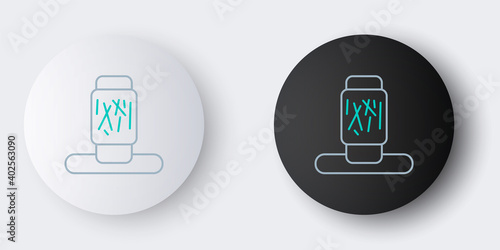 Line Cat scratching post with toy icon isolated on grey background. Colorful outline concept. Vector.