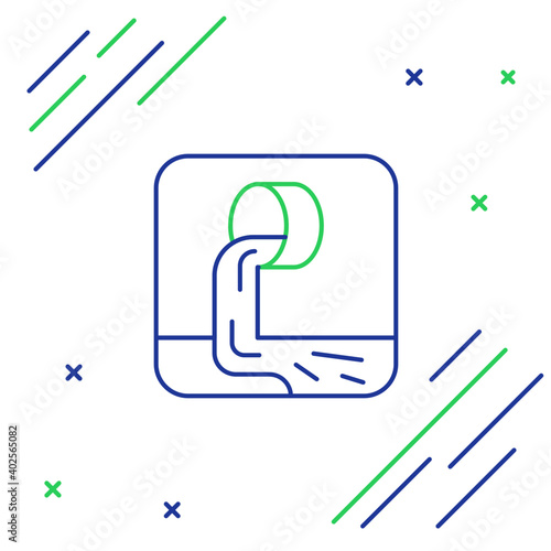 Line Wastewater icon isolated on white background. Sewer pipe. From the pipe flowing liquid into the river. Colorful outline concept. Vector.
