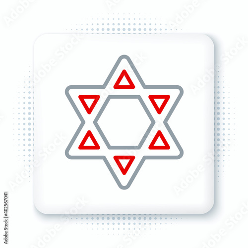 Line Star of David icon isolated on white background. Jewish religion symbol. Symbol of Israel. Colorful outline concept. Vector.
