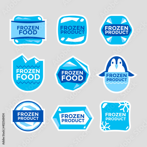Set of label templates Frozen food product hand drawn vector Illustrations
