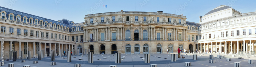 The square of the Palais Royal in Paris with the black and white columns