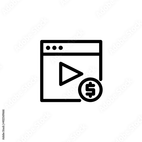 Video monetization icon. Music and video multimedia icons. Vector