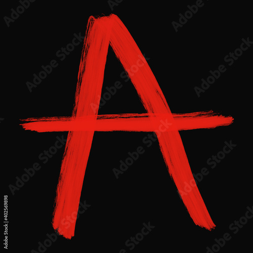 lettre A rouge sur fond noir