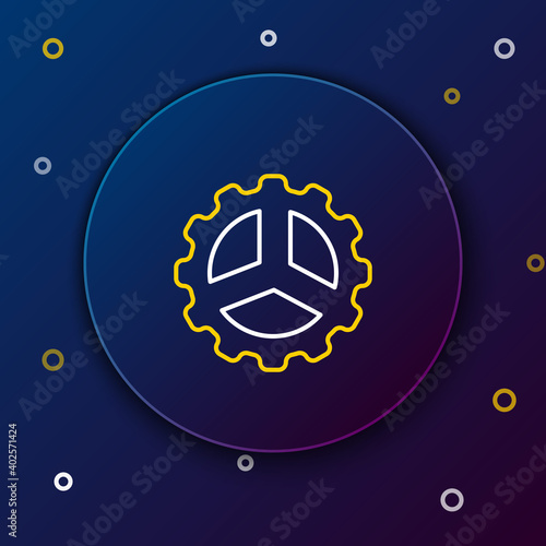 Line Bicycle sprocket crank icon isolated on blue background. Colorful outline concept. Vector.