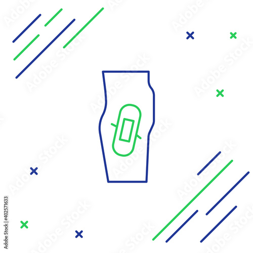 Line Plaster on leg icon isolated on white background. Colorful outline concept. Vector.