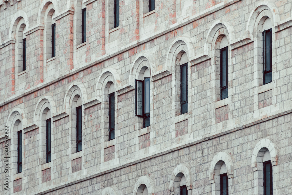 Windows abstract pattern on the ancient building wall Windows abstract pattern on the ancient building wall
