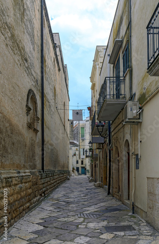 narrow old street at the historic part of Altamura  Italy