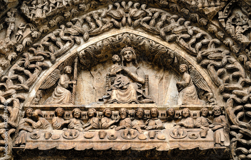 Relief above the portal of the cathedrale Santa Maria Assunta at Altamura, Italy