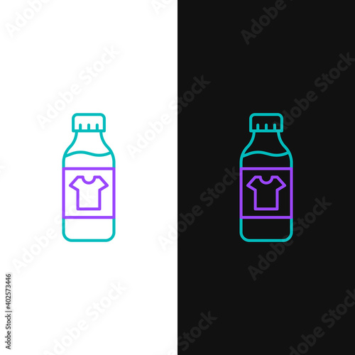 Line Plastic bottle for laundry detergent, bleach, dishwashing liquid or another cleaning agent icon isolated on white and black background. Colorful outline concept. Vector.