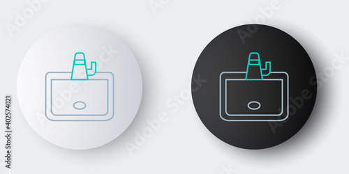 Line Washbasin with water tap icon isolated on grey background. Colorful outline concept. Vector.