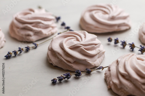 Foto Fresh zephyr with lavender taste on light background