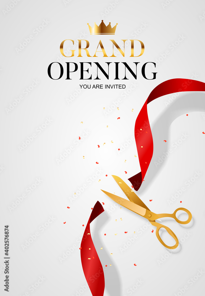 Grand Opening Ribbon Cutting With Scissors Stock Illustration