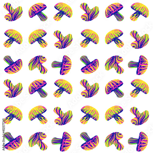 the modern trend of magic mushrooms. a line of artistic mushrooms from karakul . seamless pattern. EPS 10. For printing, booklets, prints, factory, clothing
