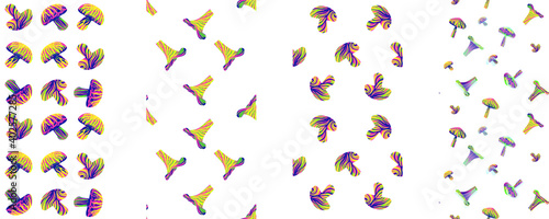 the modern trend of magic mushrooms. a line of artistic mushrooms from karakul .set seamless pattern. EPS 10. For printing, booklets, prints, factory, clothing