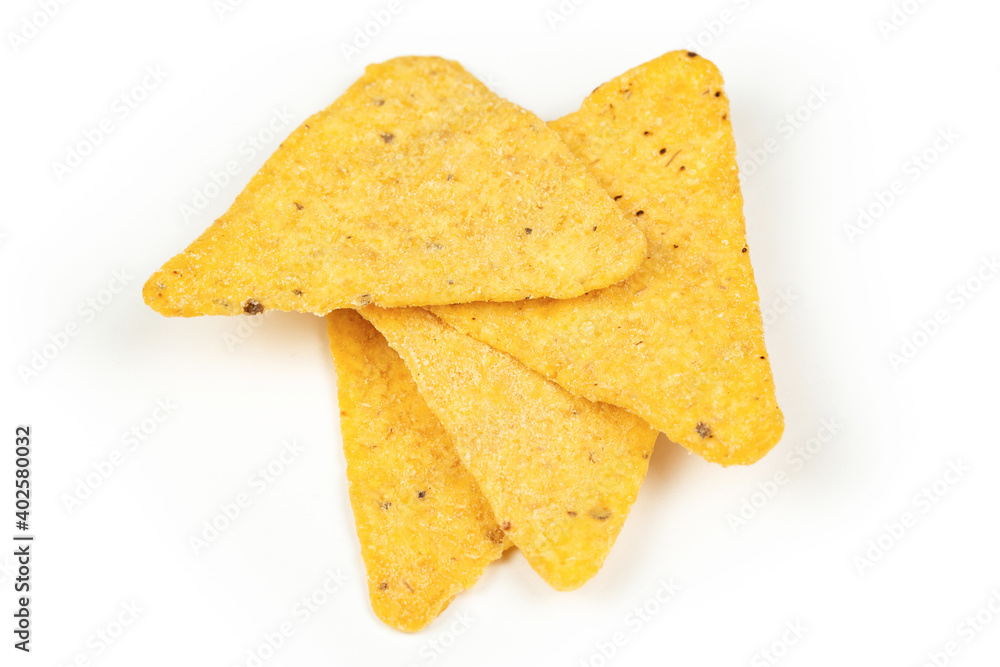 Fototapeta premium mexican nachos chips macro on white background