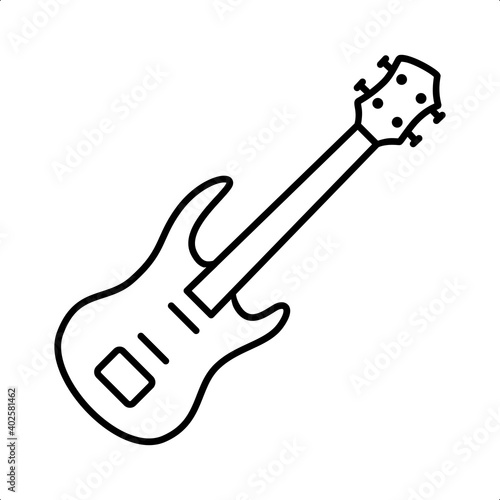 Bass guitar illustration. bass guitar outline icon design black white.